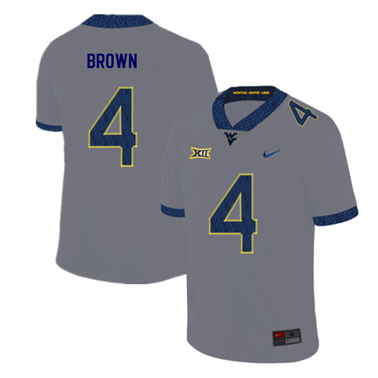 2019 Men #4 Leddie Brown West Virginia Mountaineers College Football Jerseys Sale-Gray